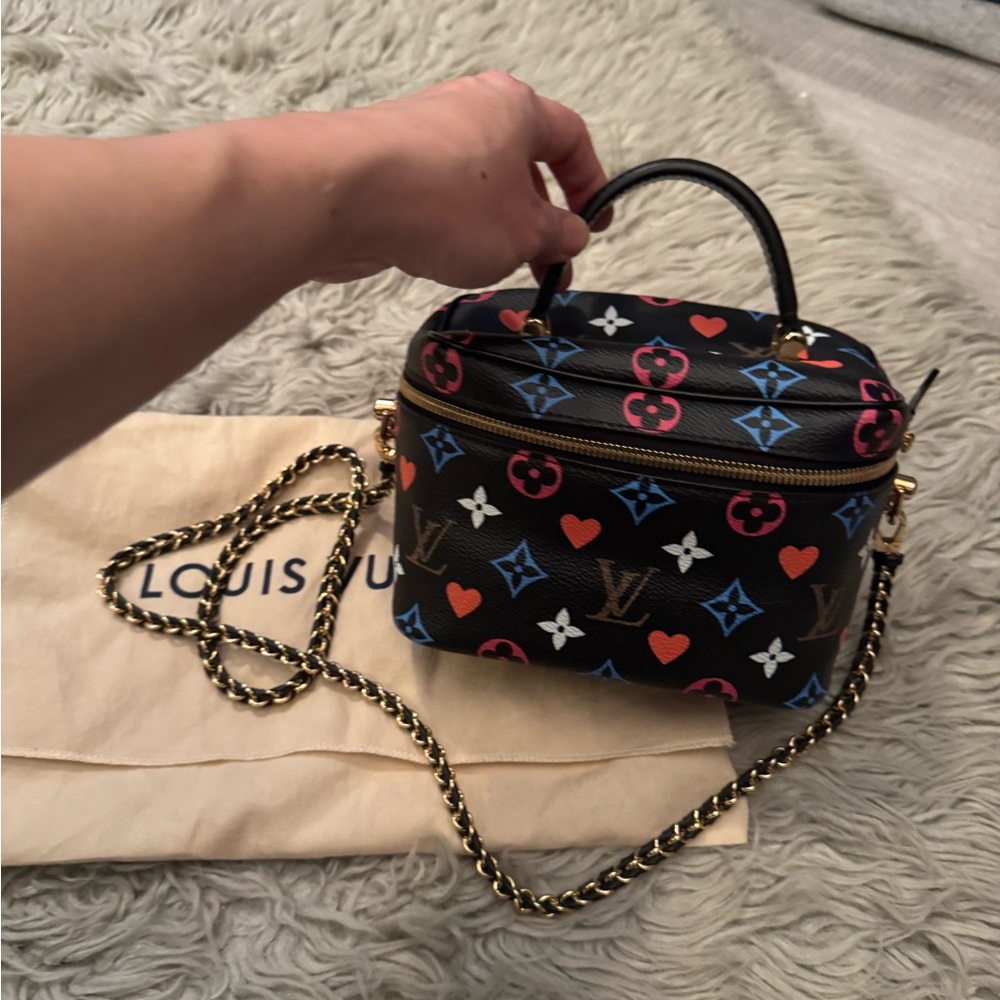 Louis Vuitton Black and Red Crossbody Bag with Chain Strap